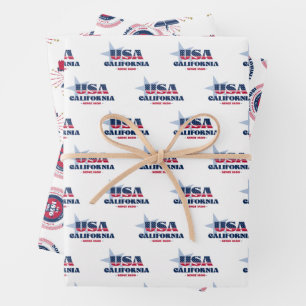 California, 50 States, Liberty Bell  Wrapping Paper Sheets