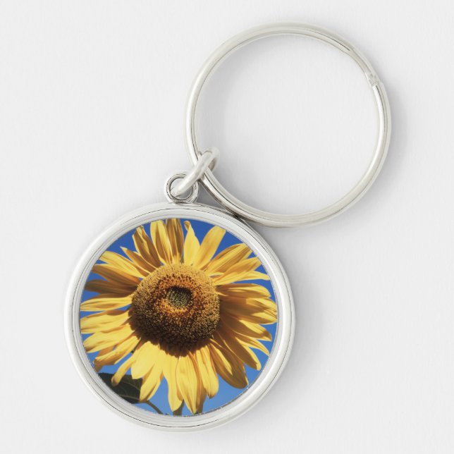 California, A Mammoth Sunflower (Helianthus) 3 Keychain (Front)