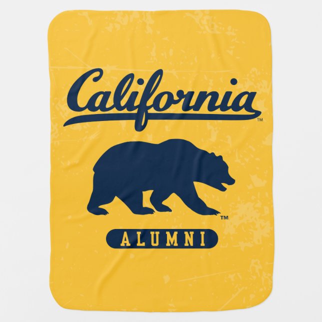California Alumni | Distressed Blue Bear Baby Blanket (Front)