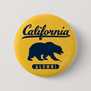 California Alumni Distressed Blue Bear Button