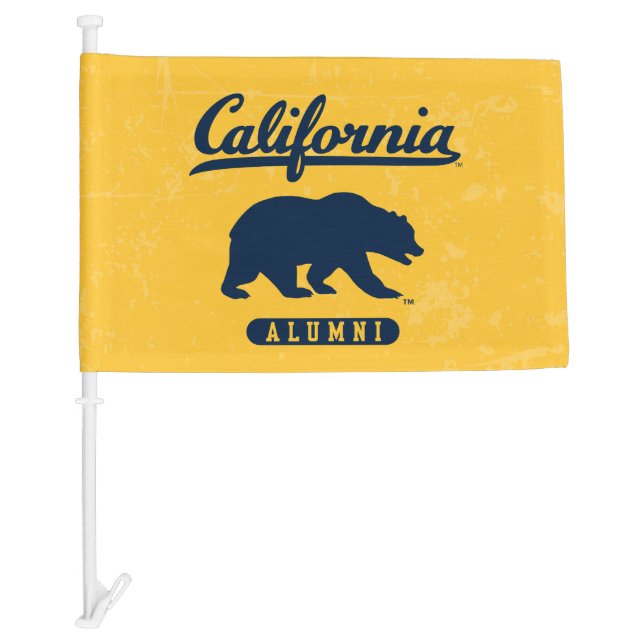 California Alumni | Distressed Blue Bear Car Flag (Front)