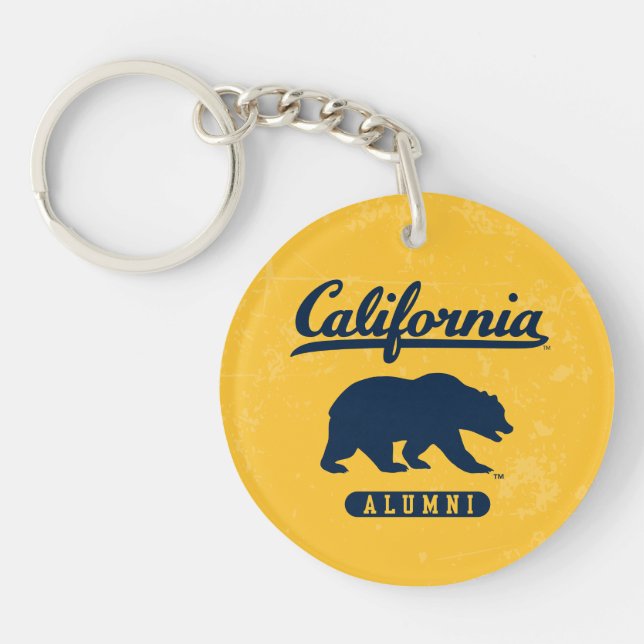 California Alumni | Distressed Blue Bear Keychain (Front)