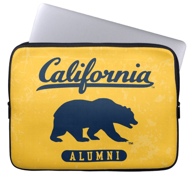 California Alumni | Distressed Blue Bear Laptop Sleeve (Front)