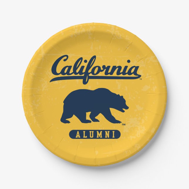 California Alumni | Distressed Blue Bear Paper Plates (Front)