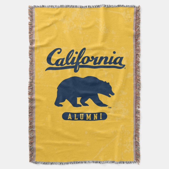 California Alumni | Distressed Blue Bear Throw Blanket (Front Vertical)