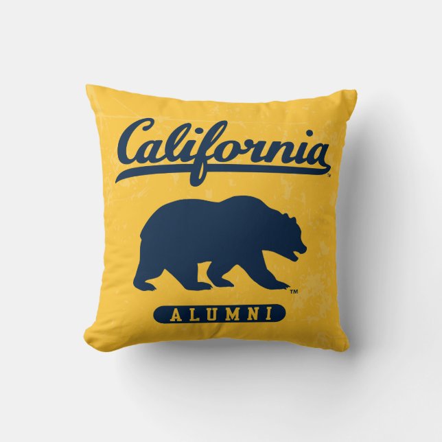 California Alumni | Distressed Blue Bear Throw Pillow (Front)