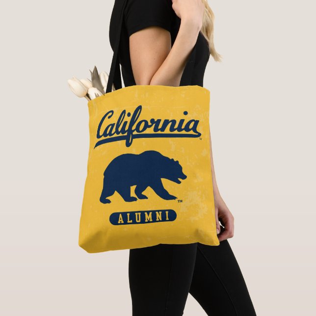 California Alumni | Distressed Blue Bear Tote Bag (Close Up)