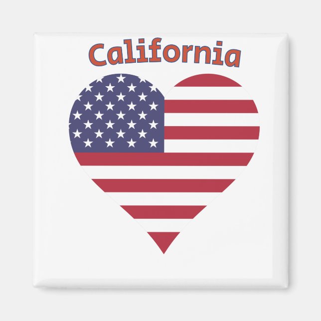California American Flag Heart Magnet (Front)