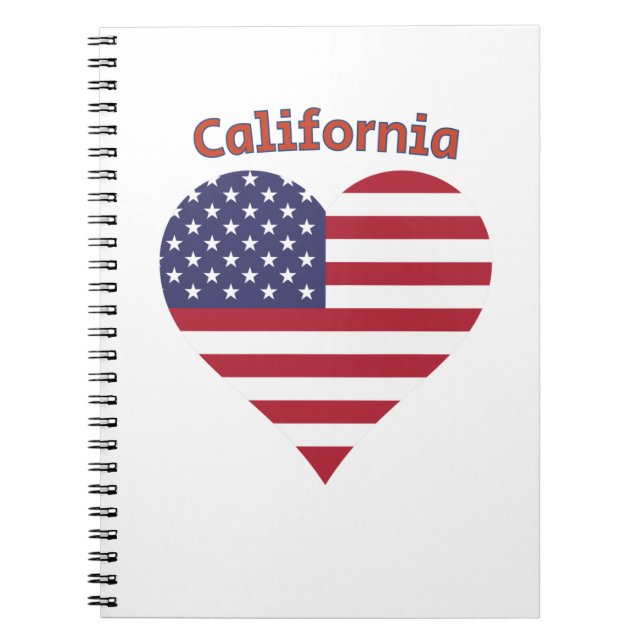 California American Flag Heart Notebook (Front)