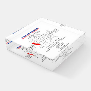 California American state on a map and useful info Paperweight