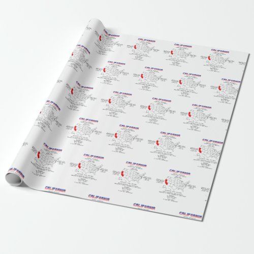 California American state on a map and useful info Wrapping Paper