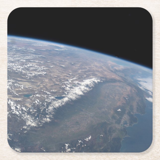 California And Nevada As Seen From Space. Square Paper Coaster (Front)