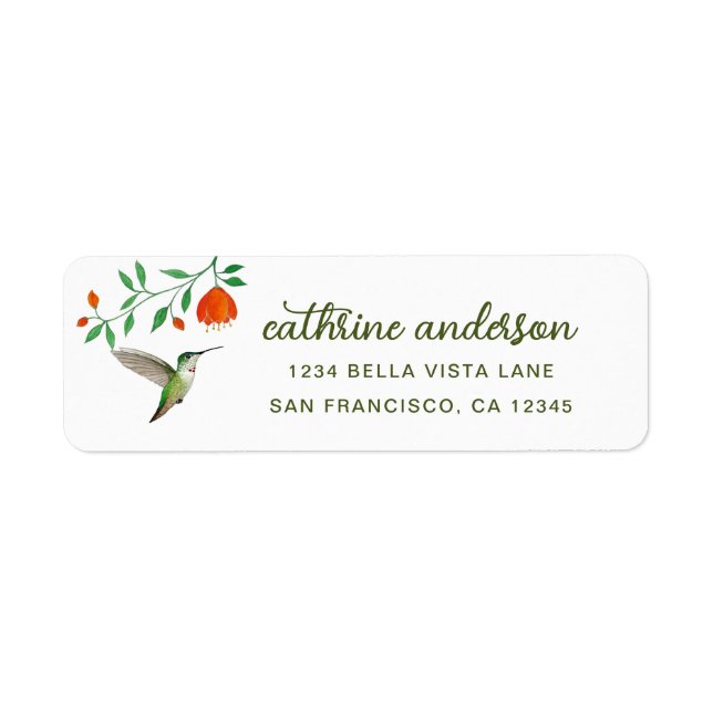 California Anna's Hummingbird and Flowery Branch Label (Front)