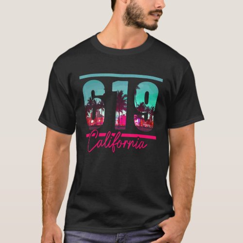 California Area Code 619 San Diego Vintage Retro T_Shirt