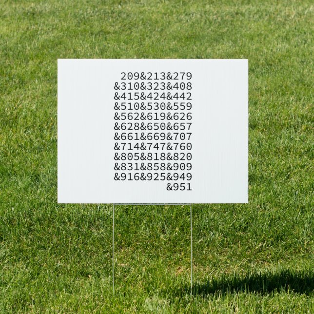 California Area Codes Sign (Insitu)