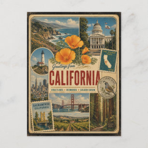 California Authentic Vintage Style Postcard