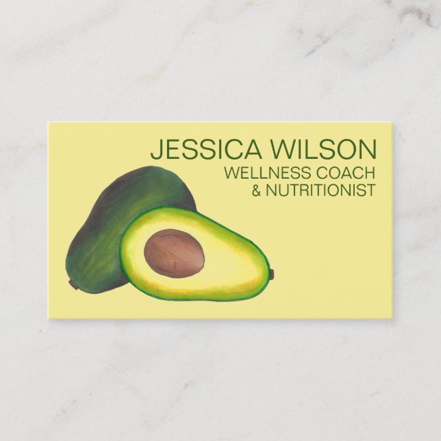 California Avocado Vegetarian Vegan Chef Nutrition Business Card (Front)