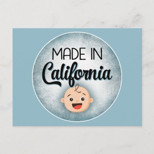 California Baby Funny Blue New Boy Postcard