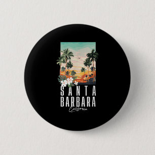 California Beach Aesthetic Santa Barbara Palm Tree Button