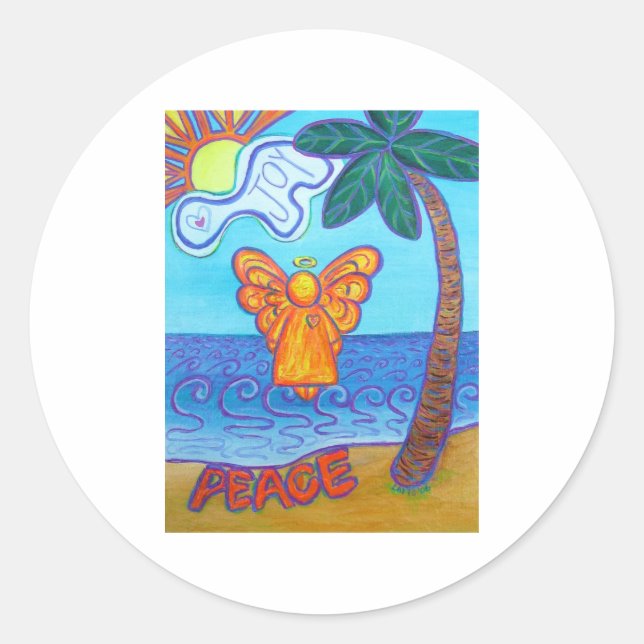 California Beach Angel Classic Round Sticker (Front)