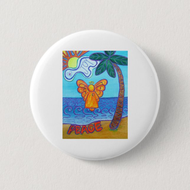 California Beach Angel Pinback Button (Front)