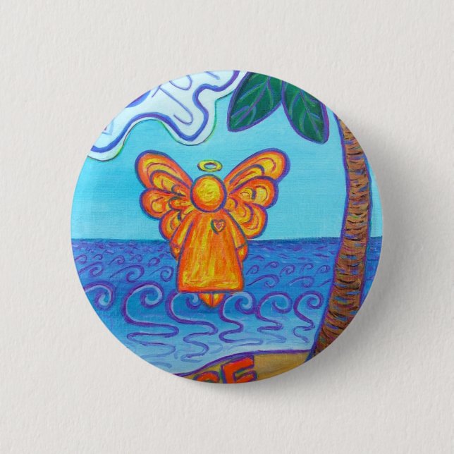 California Beach Angel Pinback Button (Front)