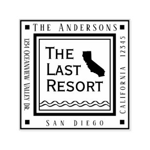 California Beach Cottage Return Address Square Self-inking Stamp