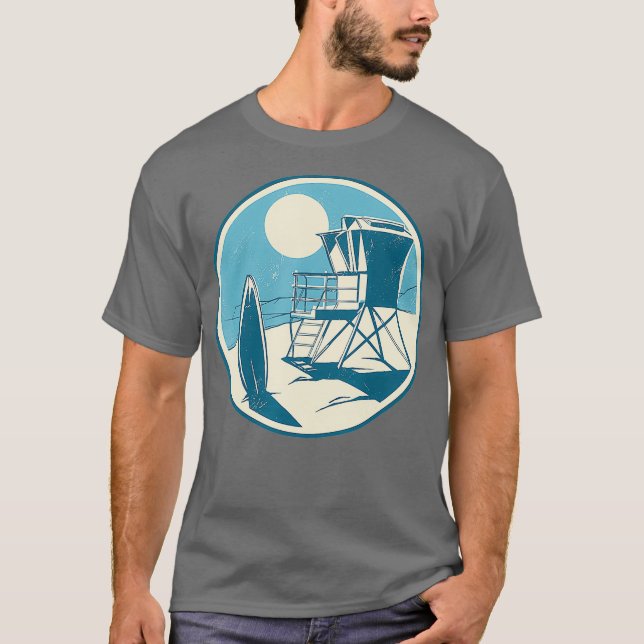 California beach design with lifeguard tower and T-Shirt (Front)