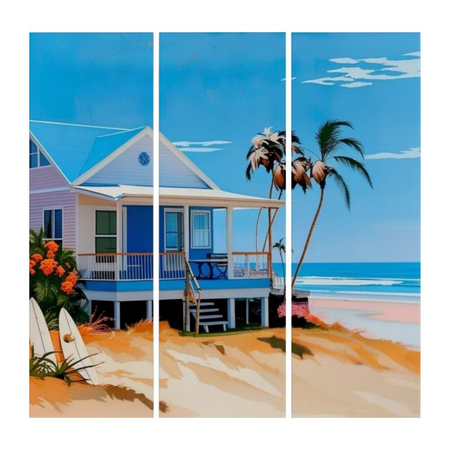 California Beach House  Triptych (Front)