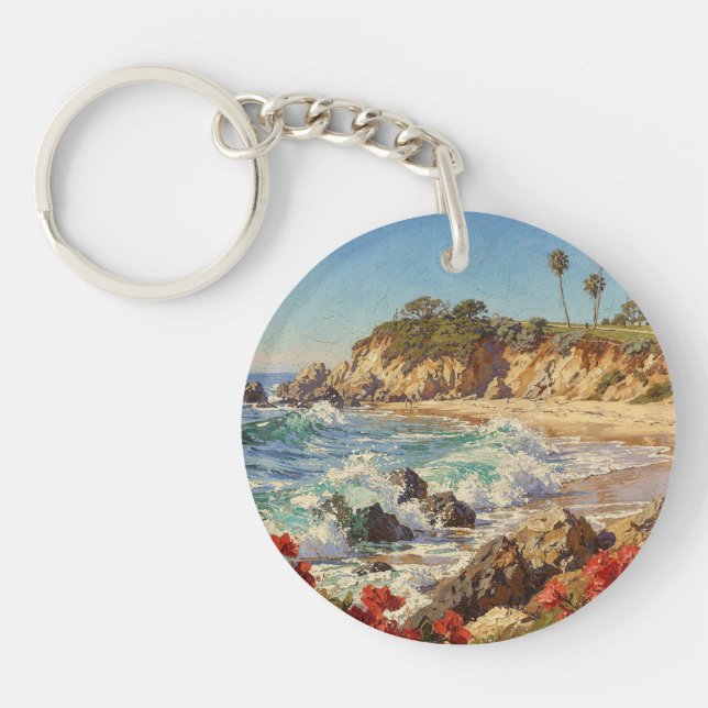  California Beach | Impressionist Coastal Art Keychain (Front)