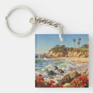 California Beach Impressionist Coastal Art Keychain