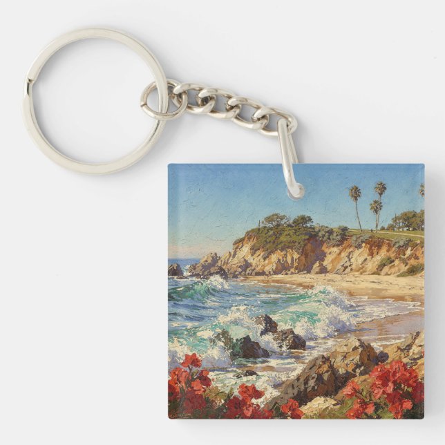  California Beach | Impressionist Coastal Art Keychain (Front)