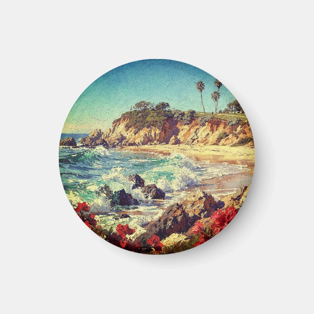  California Beach | Impressionist Coastal Art Magnet (Front)