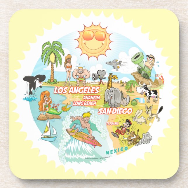 California Beach Life Beverage Coaster (Front)
