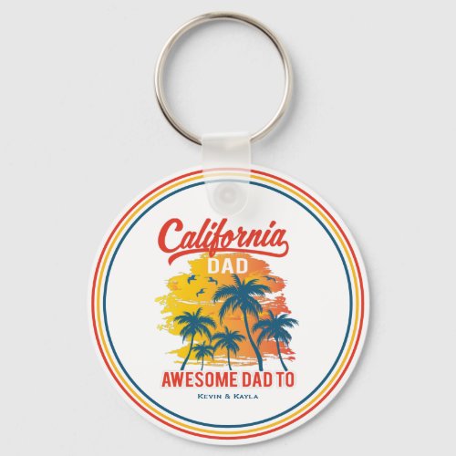 California Beach Life Dad  Keychain