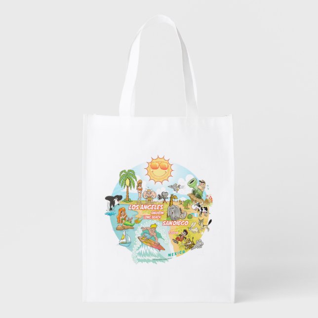 California Beach Life Grocery Bag (Front)