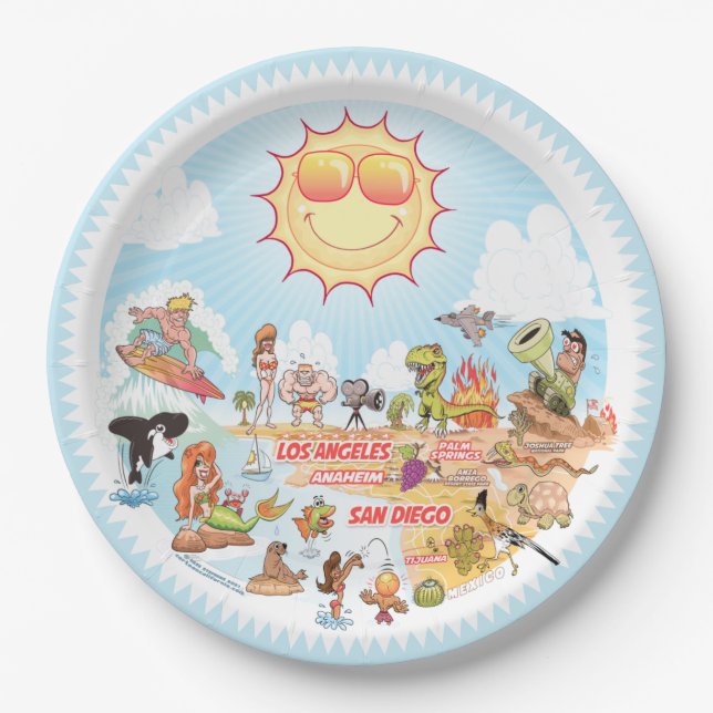 California Beach Paper Plate (Front)
