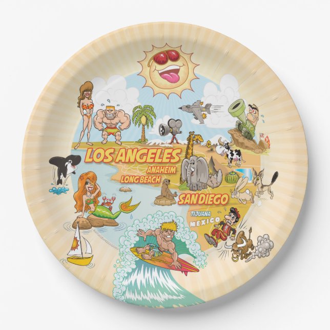 California Beach Paradise Paper Plates (Front)