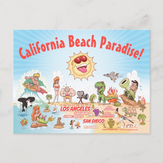 California Beach Paradise Postcard (Front)