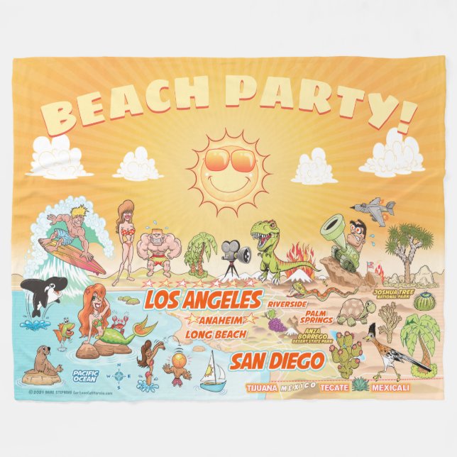 California Beach Party Fleece Blanket (Front (Horizontal))