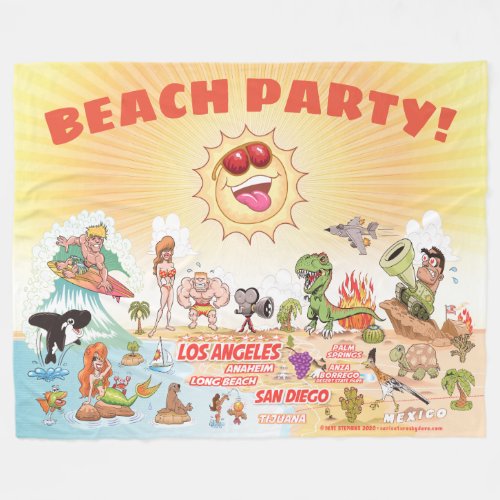 California Beach Party Fleece Blanket