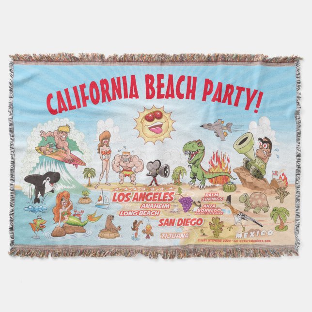 California Beach Party Throw Blanket (Front)