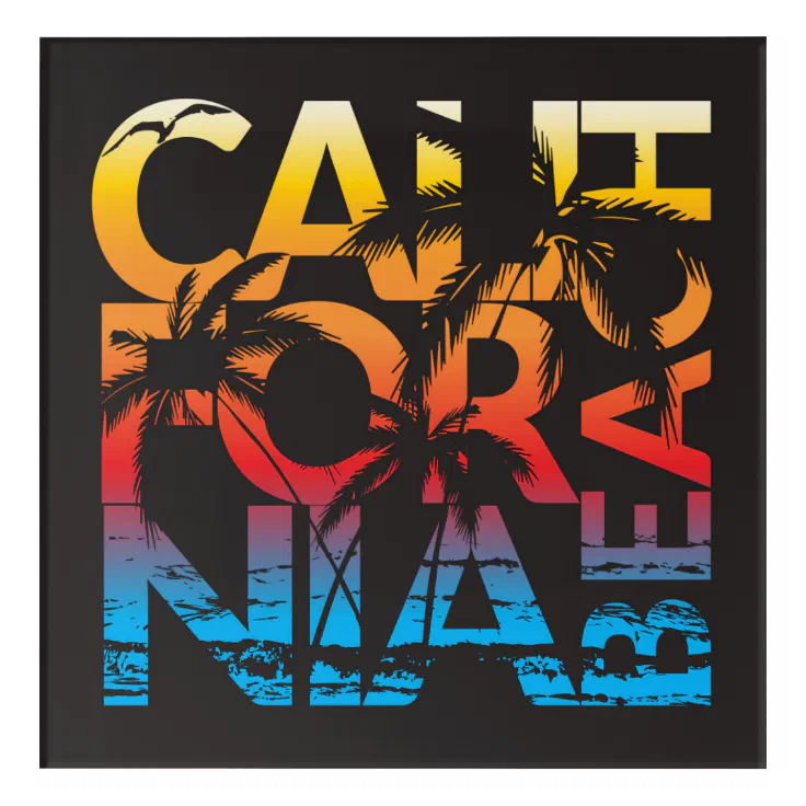 California Beach Poster Acrylic Print Zazzle