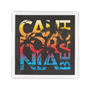 California Beach Poster Acrylic Tray