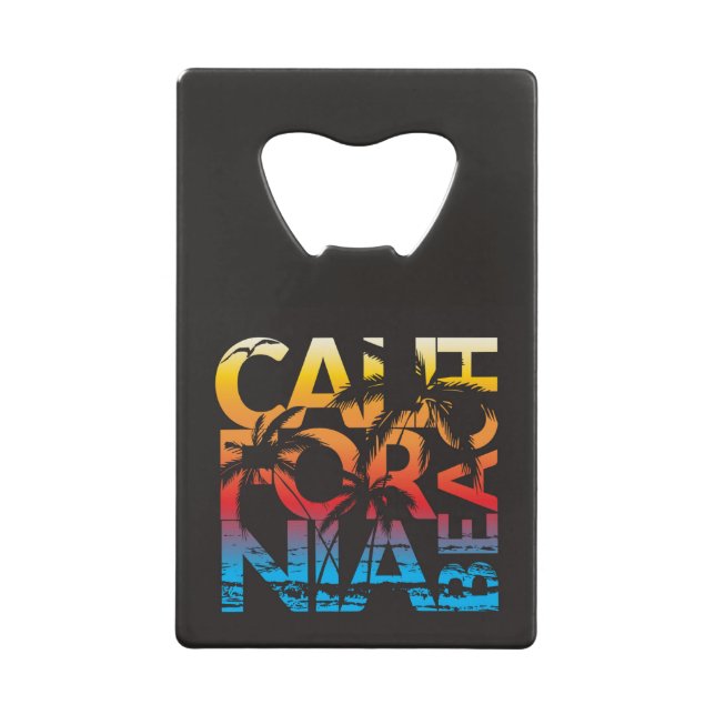 California Beach Poster Credit Card Bottle Opener (Front)