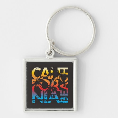 California Beach Poster Keychain