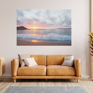 California Beach Sunset Photo Faux Canvas Print