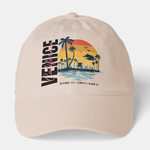 California Beach Sunset Retro Palm Trees Hat