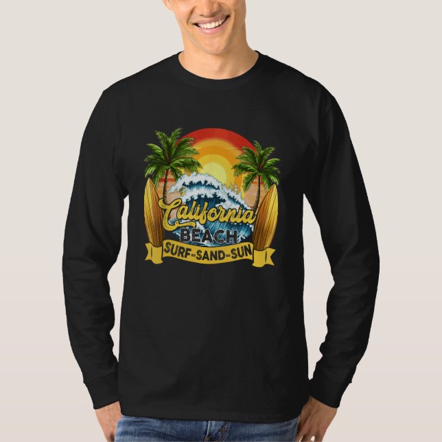 California Beach Surf Sand Sun Retro Summer  Men W T-Shirt (Front)