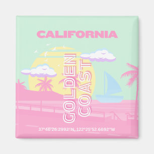 California, Beach, Travel Art, Preppy Magnet